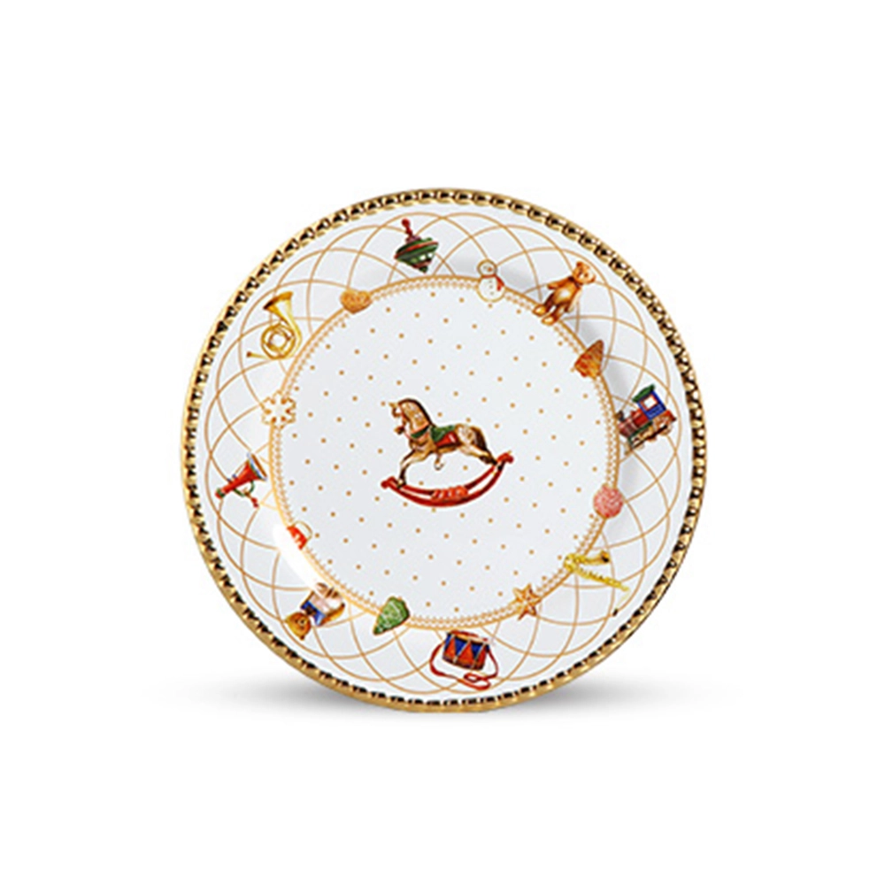 Jogo de Pratos Rasos Scalla Christmas Toys Com Ouro 28 Cm - 6 Peças