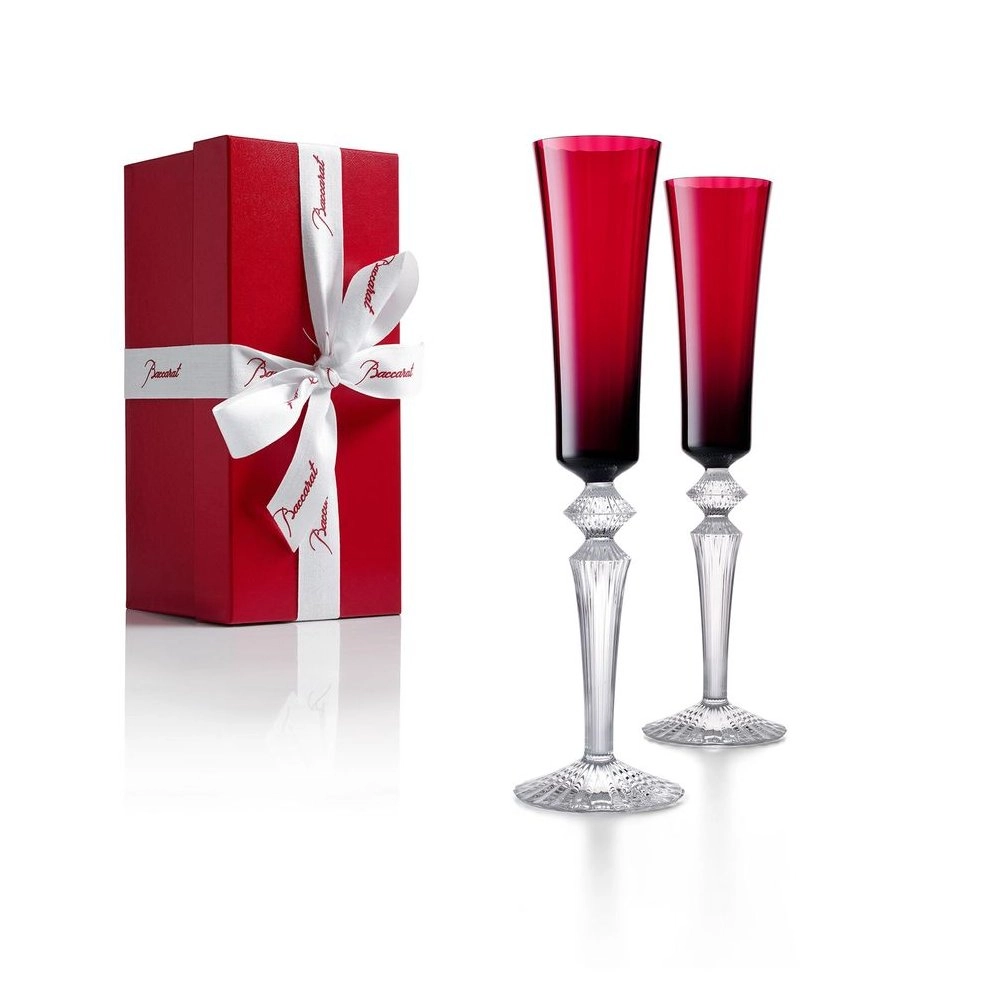 Jogo de Taças Para Champanhe Em Cristal Baccarat Mille Nuits Vermelha Jogo de Taças Para Champanhe Em Cristal Baccarat Mille Nuits Vermelha