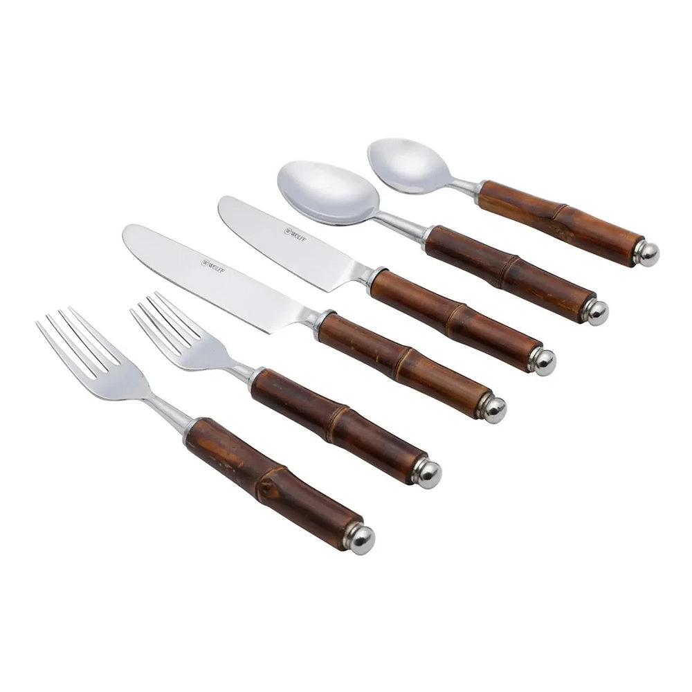 Jogo de Talheres de Mesa Wolff Bamboo Escuro - 6 Pecas Jogo de Talheres de Mesa Wolff Bamboo Escuro - 6 Pecas