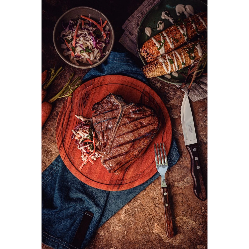 Jogo de Talheres Para Churrasco Jumbo Tramontina Cabo Castanho Polywood - 12 Pecas Jogo de Talheres Para Churrasco Jumbo Tramontina Cabo Castanho Polywood - 12 Pecas