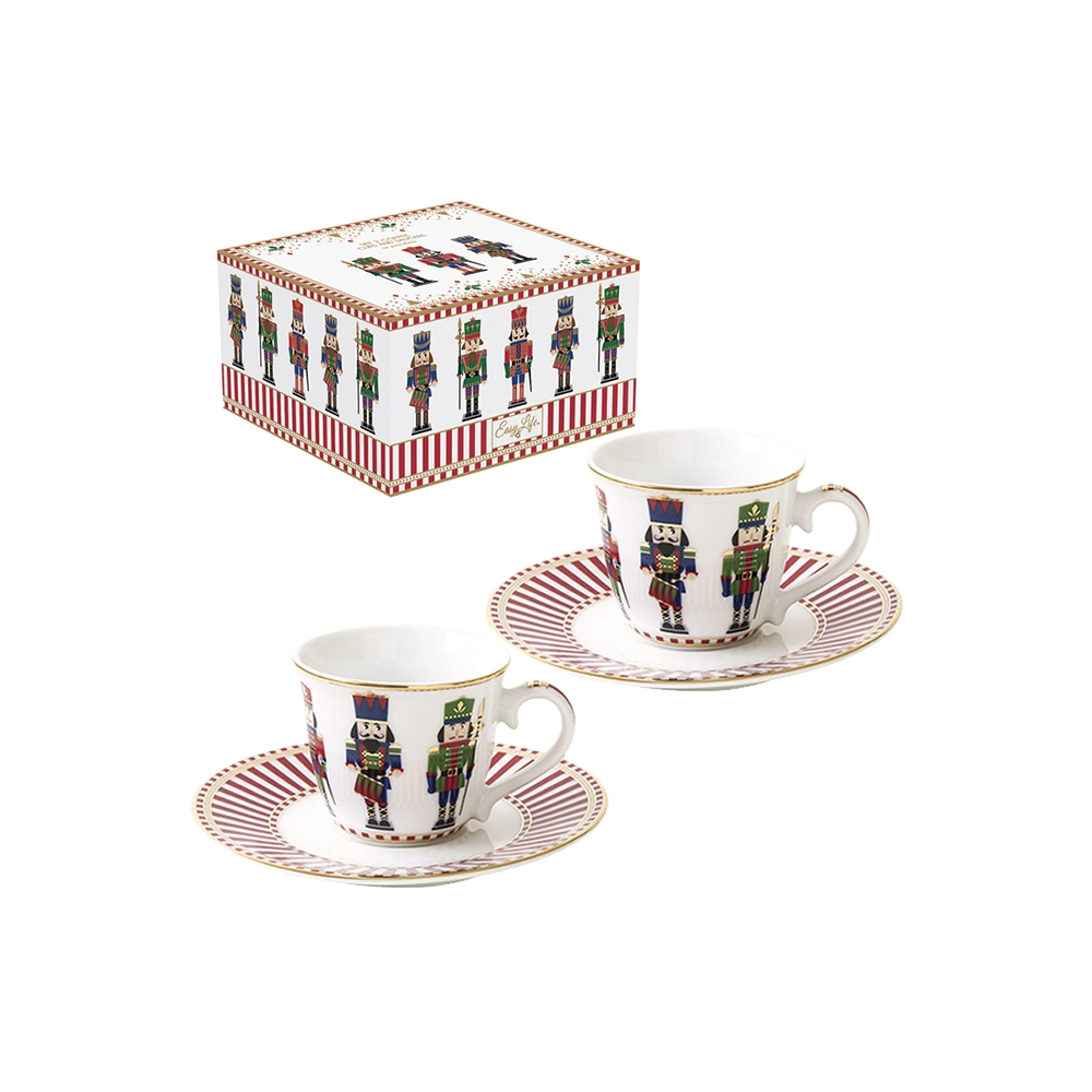 Jogo de Xícaras Para Café Com Pires Easy Life Nutcrackers 80 Ml - 2 Peças