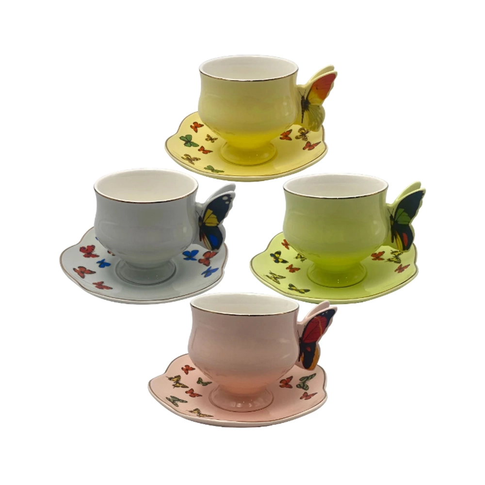 Jogo de Xícaras Para Café Com Pires L'hermitage Papillon 80 Ml - 4 Peças