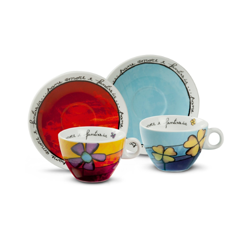 Jogo de Xícaras Para Cappucino Com Pires Egan Pane Amore e Fantasia 250 Ml - 2 Peças Jogo de Xícaras Para Cappucino Com Pires Egan Pane Amore e Fantasia 250 Ml - 2 Peças