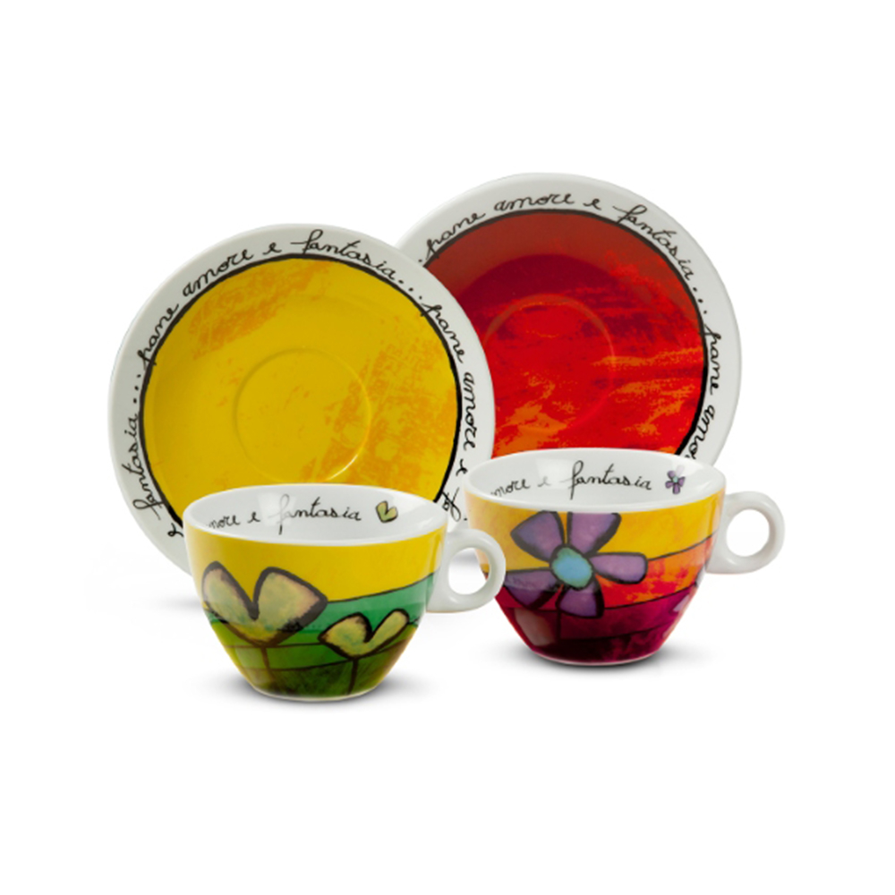 Jogo de Xícaras Para Cappucino Com Pires Egan Pane Amore e Fantasia 250 Ml - 2 Peças Jogo de Xícaras Para Cappucino Com Pires Egan Pane Amore e Fantasia 250 Ml - 2 Peças