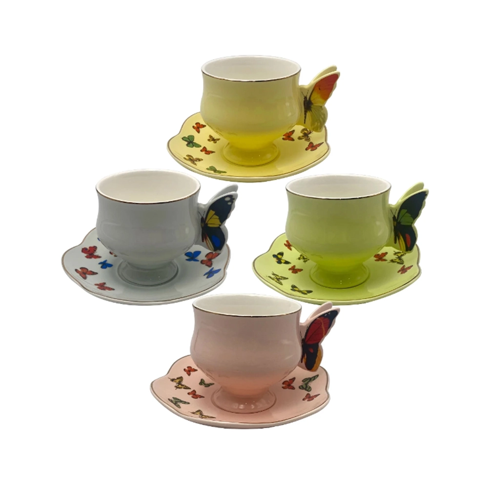 Jogo de Xícaras Para Chá Com Pires L'hermitage Papillon 200 Ml - 4 Peças