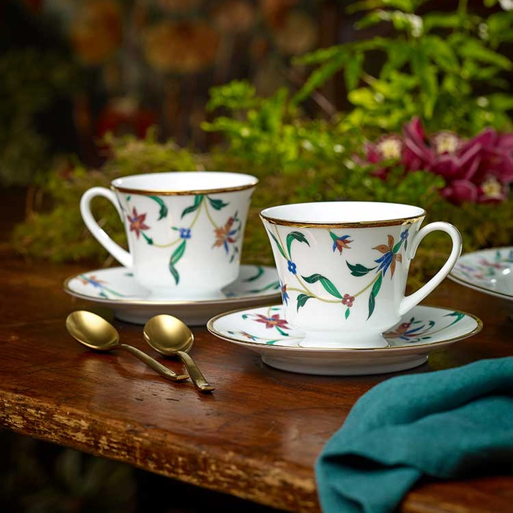 Jogo de Xícaras Para Chá Com Pires Noritake Bountiful Garden - 6 Peças
