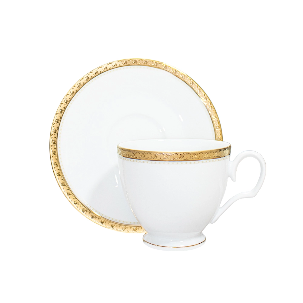 Jogo de Xícaras Para Chá Com Pires Noritake Charlotta Gold - 6 Peças