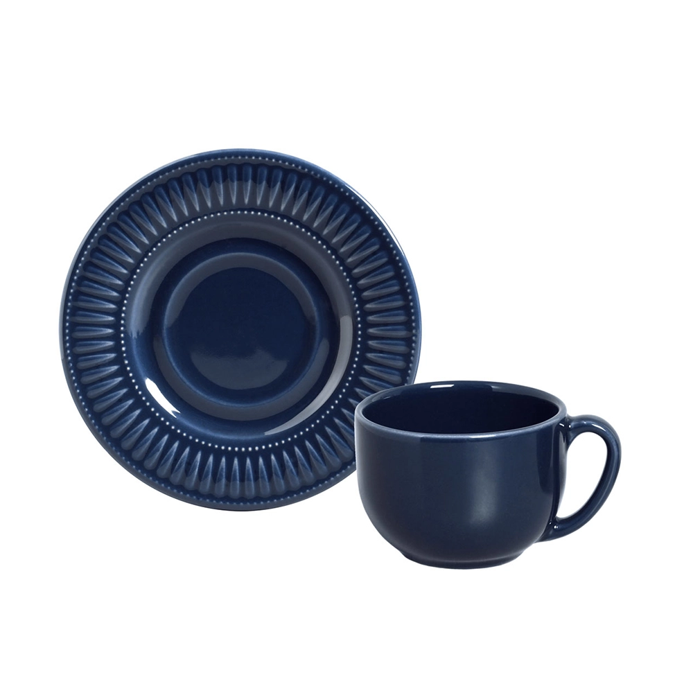 Jogo de Xícaras Para Chá Com Pires Porto Brasil Daisy Deep Blue 161 Ml - 6 Peças Jogo de Xícaras Para Chá Com Pires Porto Brasil Daisy Deep Blue 161 Ml - 6 Peças