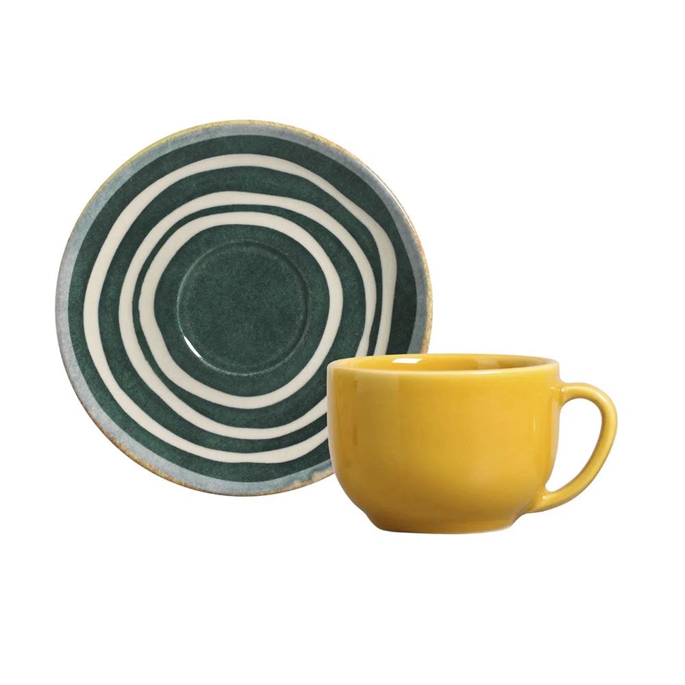 Jogo de Xícaras Para Chá Com Pires Porto Brasil Siracusa 260 Ml - 6 Peças