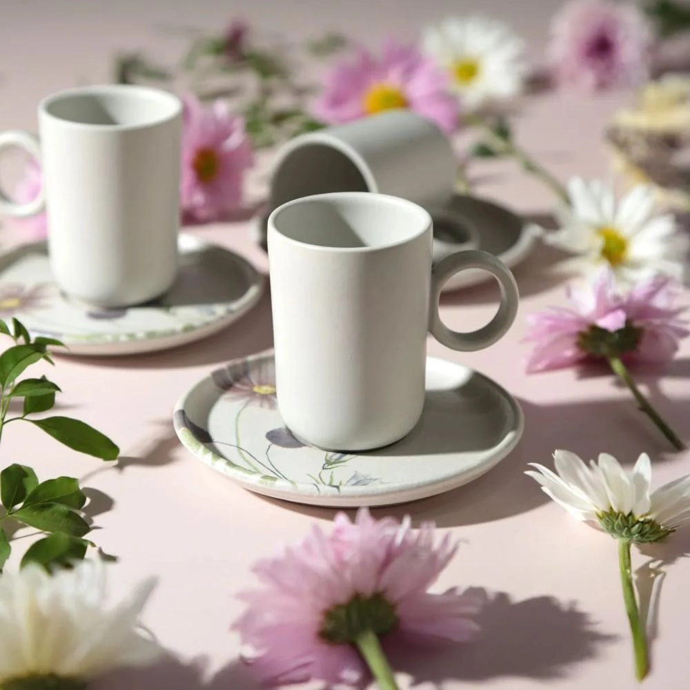 Jogo de Xicaras de Cafe Porto Brasil Basic Bloom - 6 Pecas