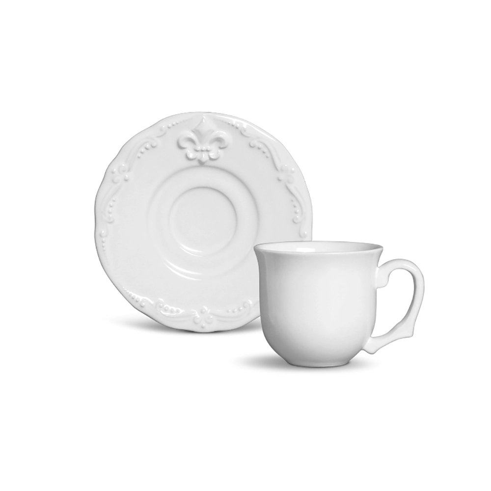 Jogo de Xicaras Para Cafe Com Pires Flor de Lis