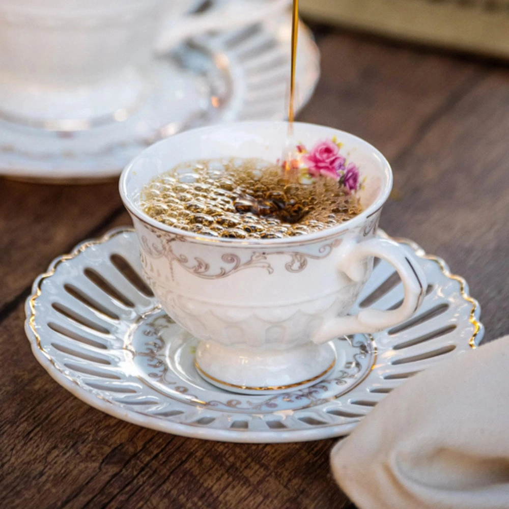 Jogo de Xicaras Para Cafe Com Pires Lhermitage New Bone China Mon Cheri 80ml