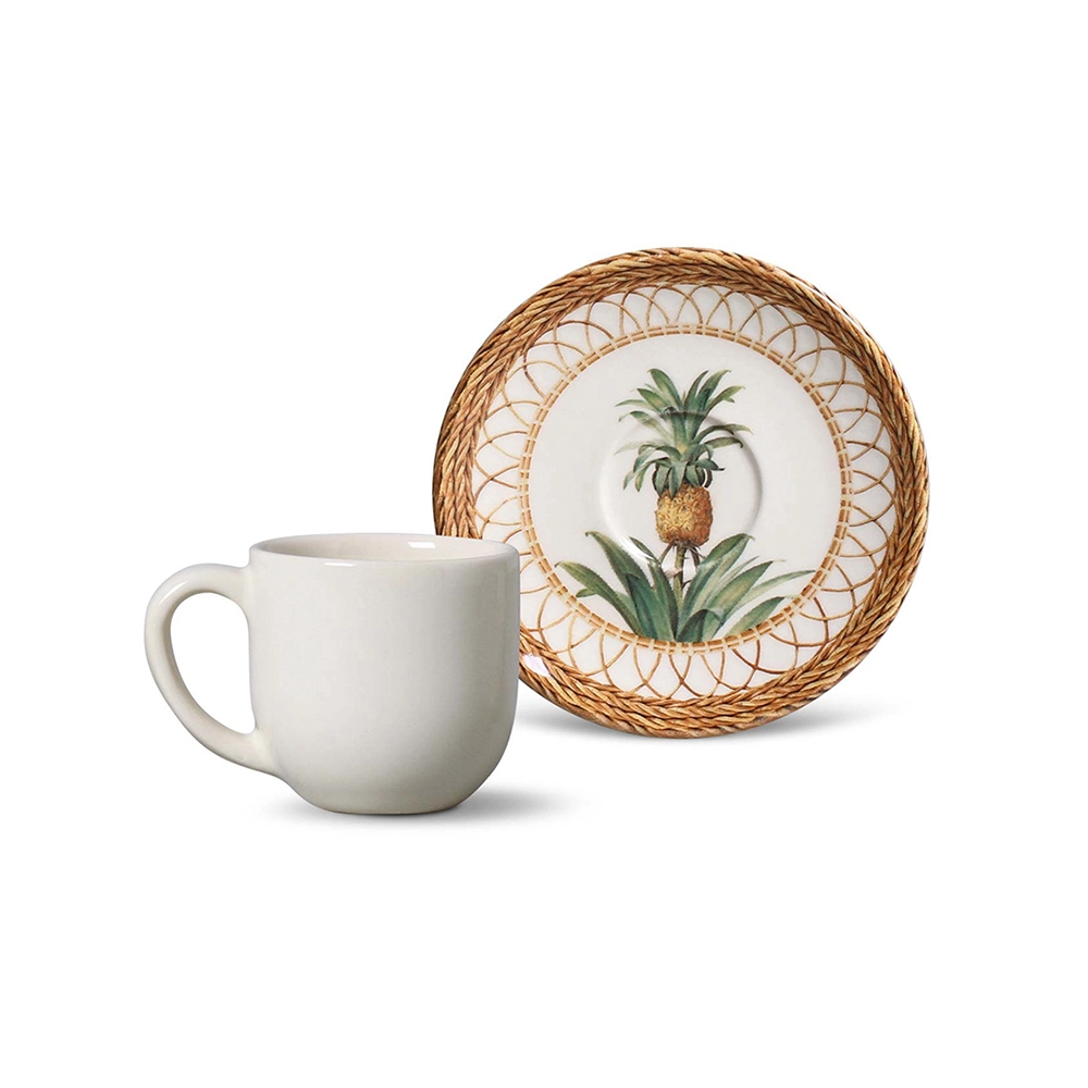 Jogo de Xicaras Para Cafe Com Pires - Pineapple Natural Jogo de Xicaras Para Cafe Com Pires - Pineapple Natural