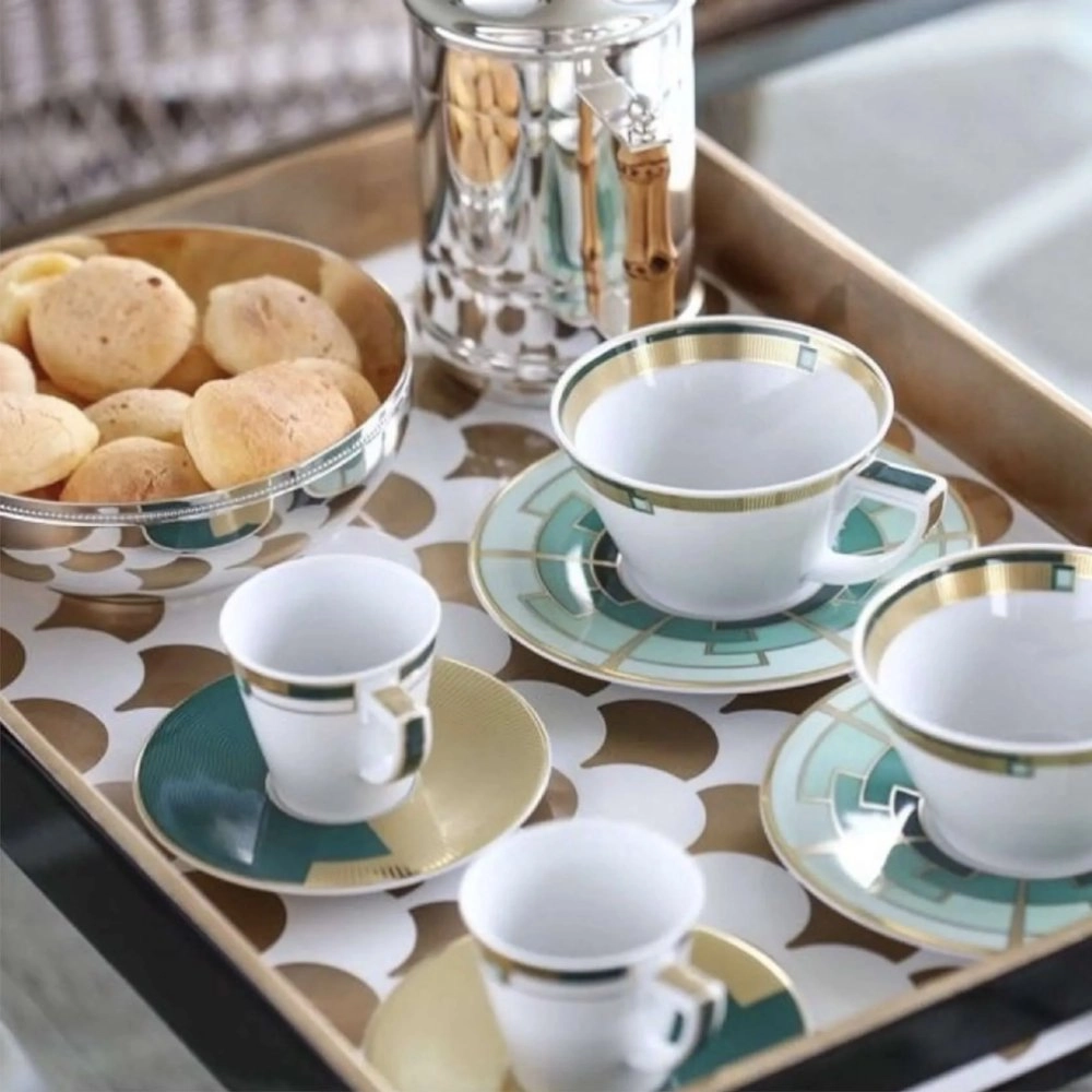 Jogo de Xicaras Para Cafe Com Pires Vista Alegre Emerald 93 Ml 4 Pecas
