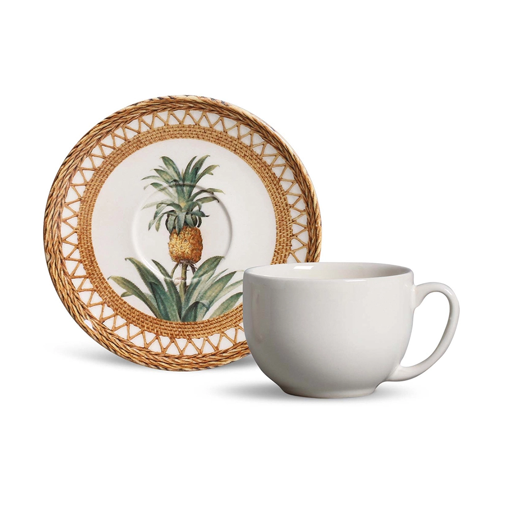 Jogo de Xicaras Para Cha Com Pires - Pineapple Natural