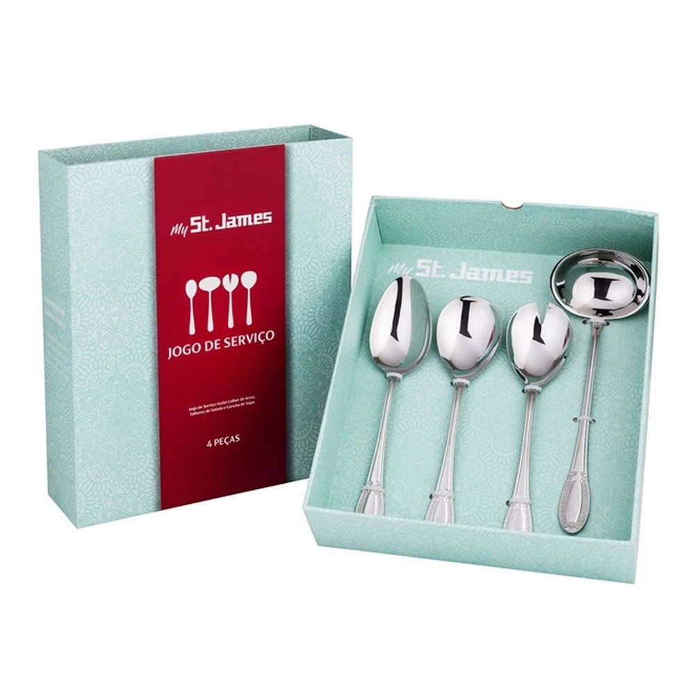 Jogo Para Servir St James Venetian Aco Inox 4 Pecas Jogo Para Servir St James Venetian Aco Inox 4 Pecas