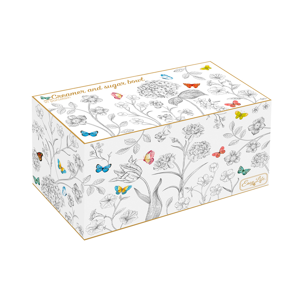 Kit de Açucareiro e Cremeira Easy Life Fleurs & Papillons Kit de Açucareiro e Cremeira Easy Life Fleurs & Papillons