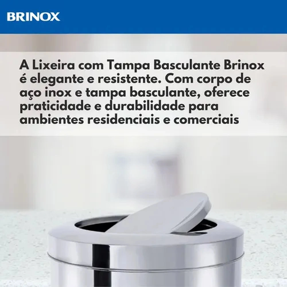 Lixeira Com Tampa Basculante Brinox Decorline 40,5 Litros Lixeira Com Tampa Basculante Brinox Decorline 40,5 Litros