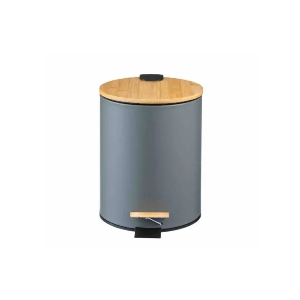 Lixeira C/pedal e Tp Bambu Soft Cinza
