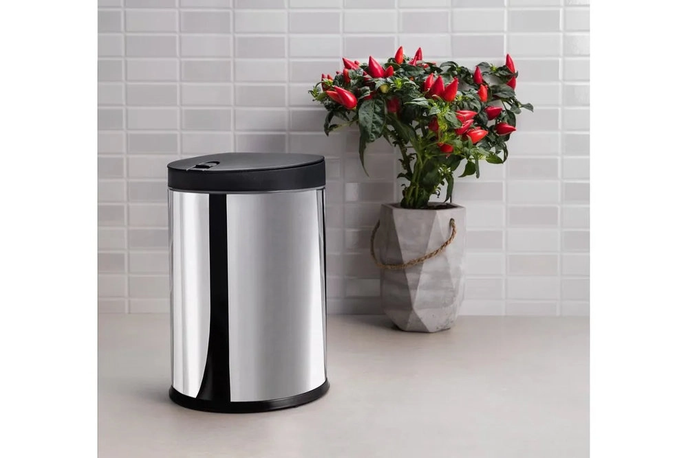 Lixeira Press Com Tampa Brinox Decorline Preta 4 Litros