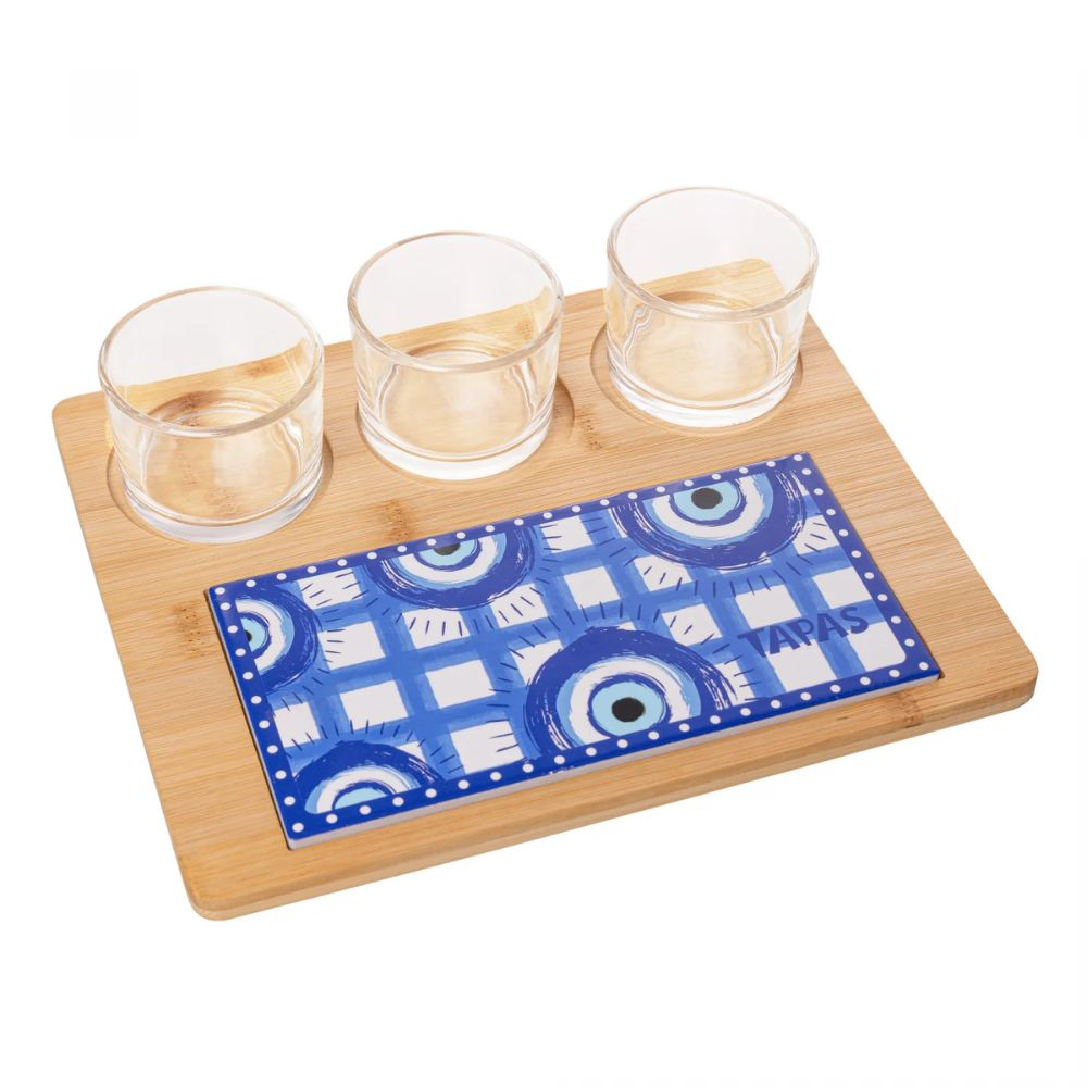 Petisqueira C/ 5 Pecas Greek Com Bambu