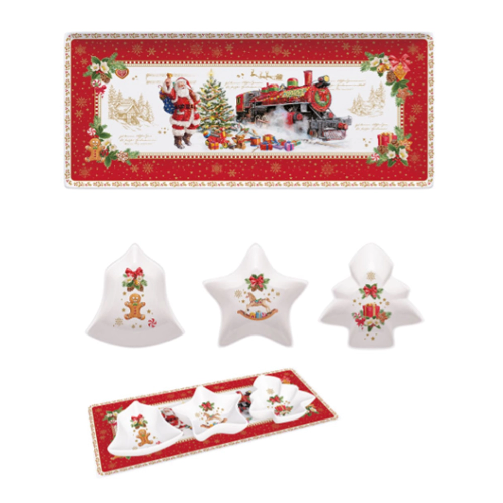 Porta Aperitivo Com 3 Bowls Easy Life Christmas Memories 36 X 16 Cm