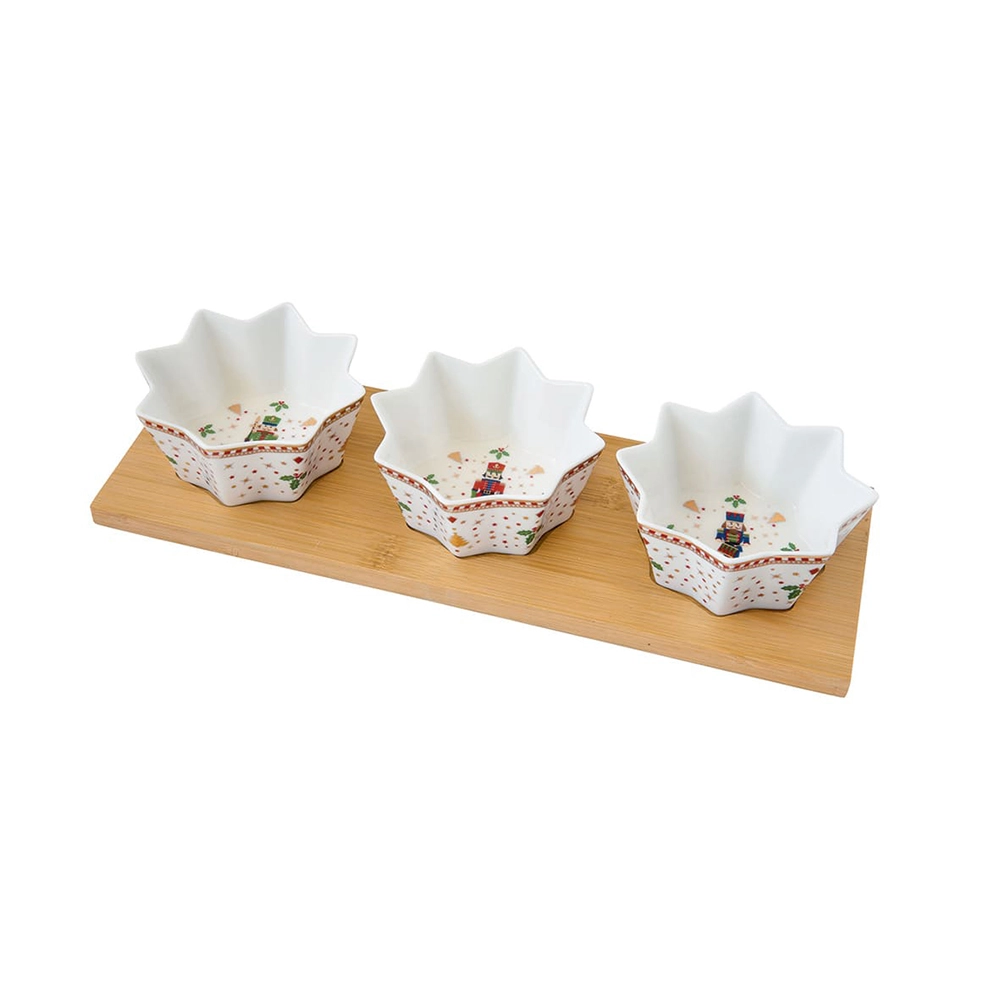 Porta Aperitivo Com 3 Bowls Easy Life Nutcrackers 34 X 12 Cm
