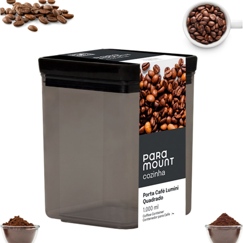 Porta Café Quadrado Paramount Lumini 1 Litro Porta Café Quadrado Paramount Lumini 1 Litro