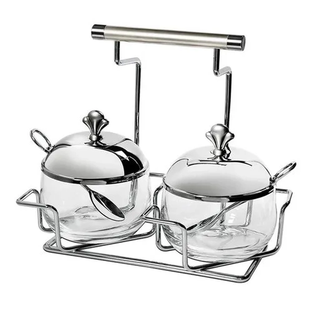 Porta Condimentos Com Colher Brinox Argento 200 Ml - 3 Pecas Porta Condimentos Com Colher Brinox Argento 200 Ml - 3 Pecas