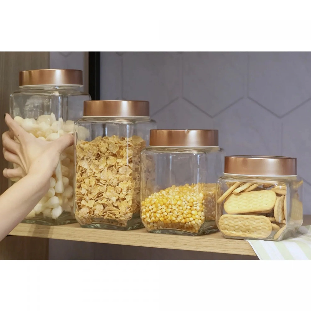 Pote Com Tampa Lyor Rose Gold 1,2 Litros Pote Com Tampa Lyor Rose Gold 1,2 Litros