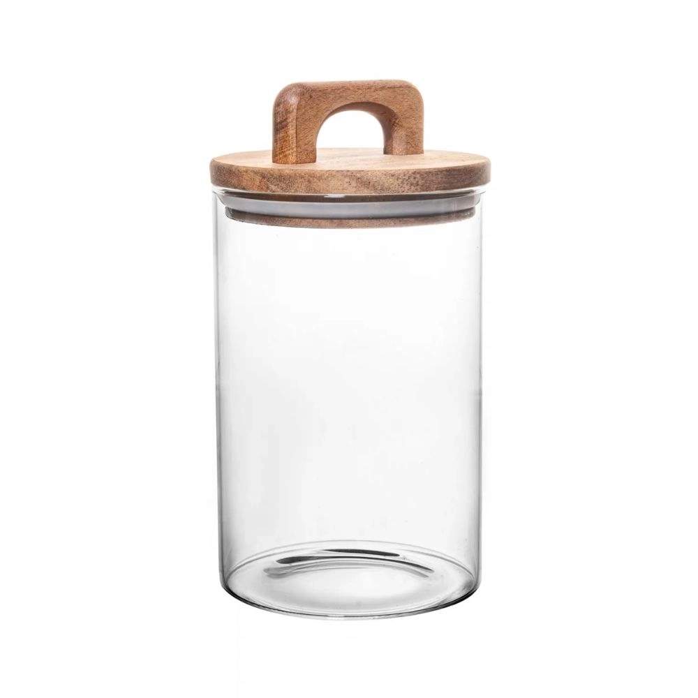 Pote de Vidro C/ Tampa de Acacia Pote de Vidro C/ Tampa de Acacia