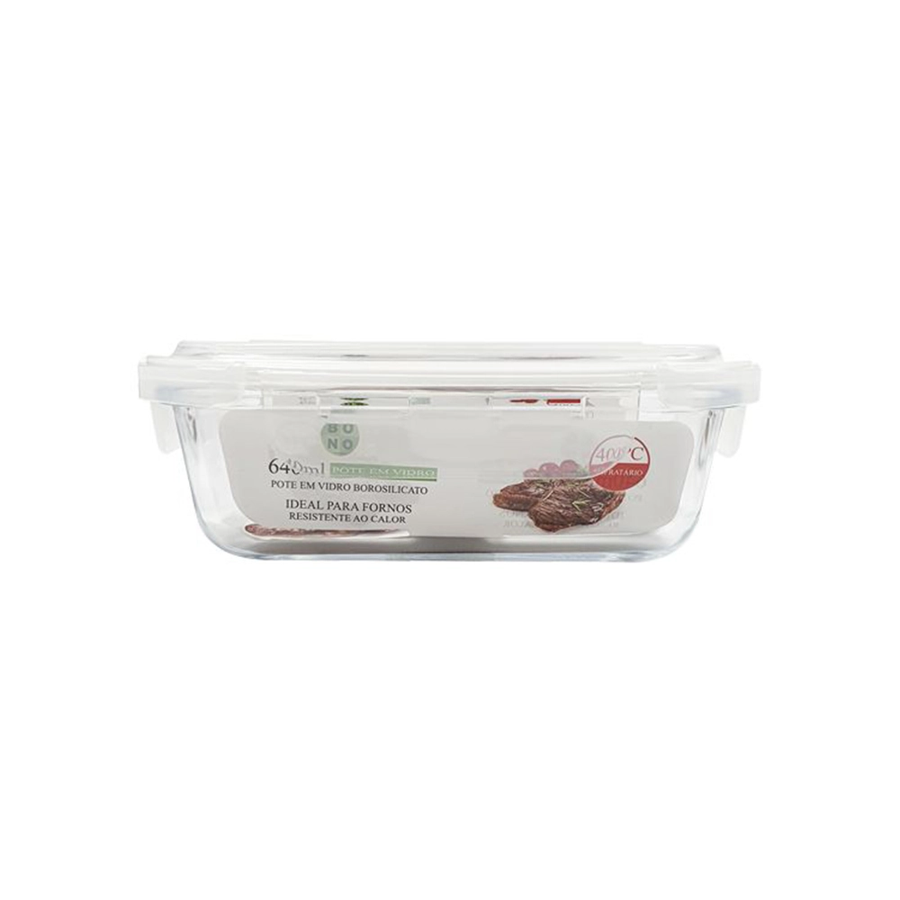 Pote Hermético Retangular Com Tampa Bono Home 640 Ml Pote Hermético Retangular Com Tampa Bono Home 640 Ml