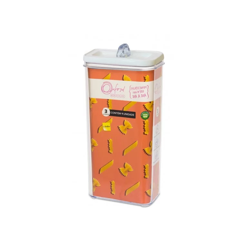 Pote Hermético Retangular Oxford Jasmim 3 Litros Pote Hermético Retangular Oxford Jasmim 3 Litros