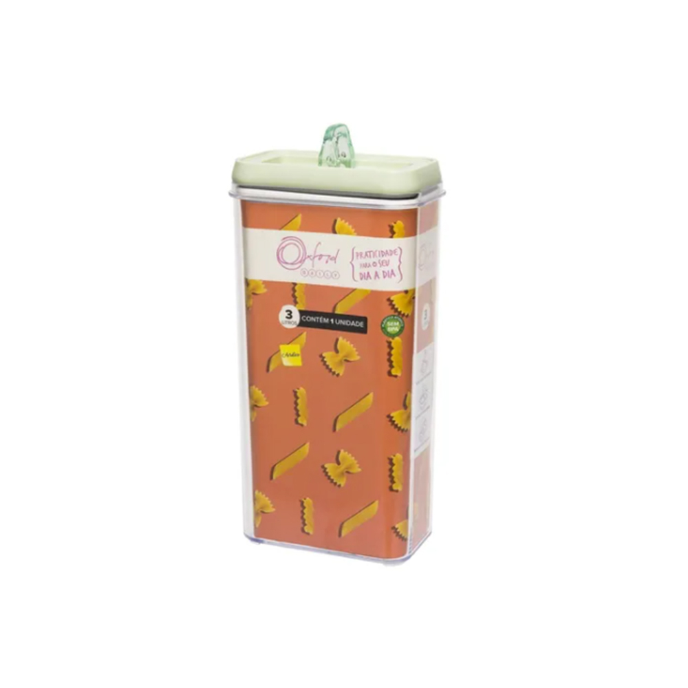 Pote Hermético Retangular Oxford Menta 3 Litros Pote Hermético Retangular Oxford Menta 3 Litros