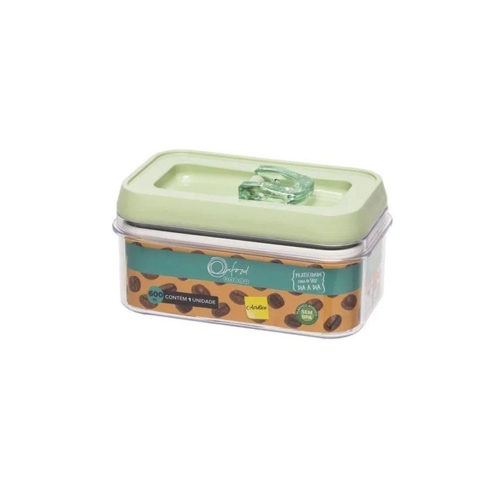 Pote Hermético Retangular Oxford Menta 600 Ml Pote Hermético Retangular Oxford Menta 600 Ml