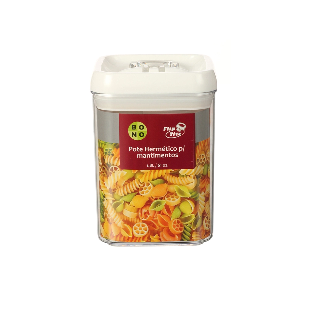 Pote Para Mantimentos Hermetico Bono Home de Acrilico Flip Tite 1,8 Litros