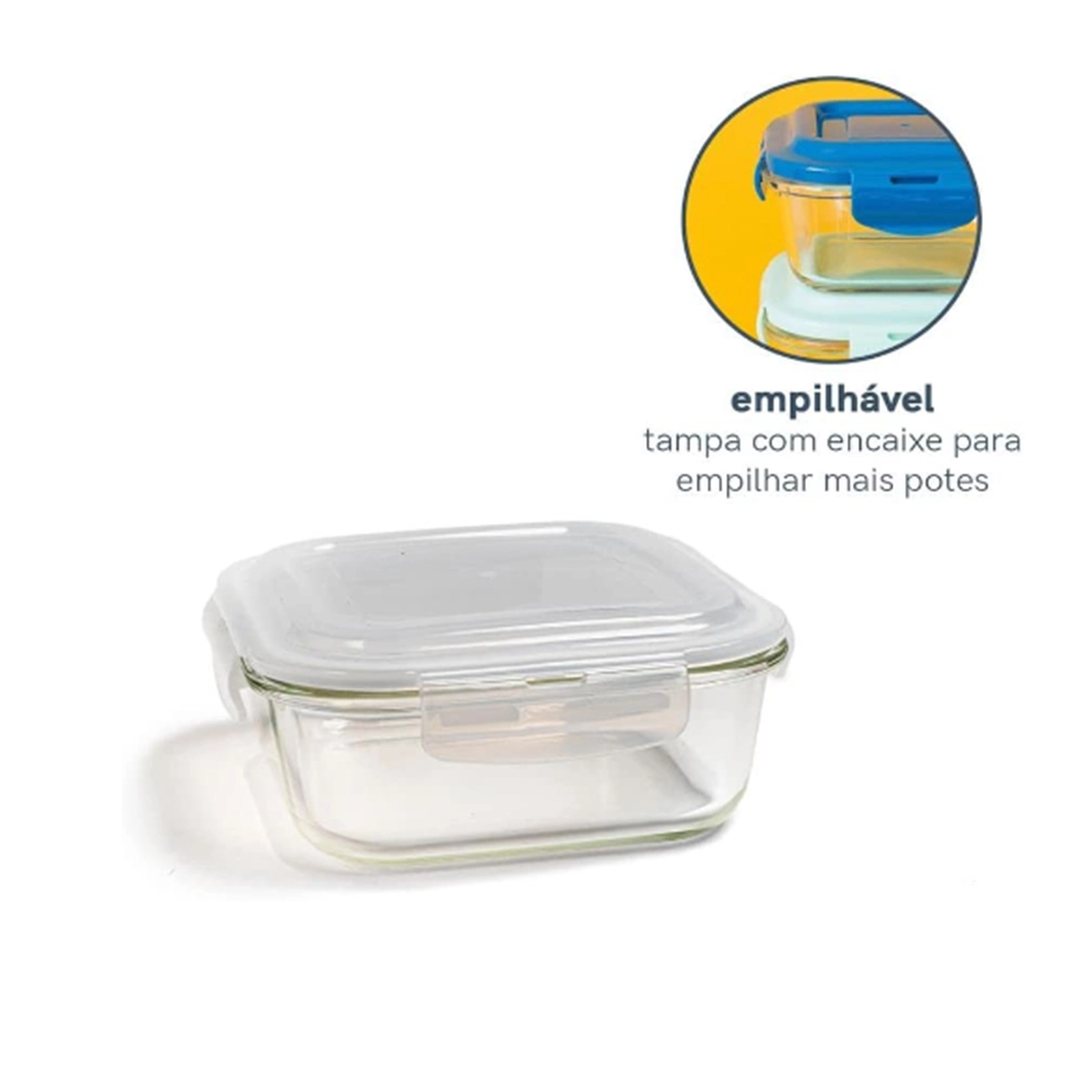 Pote Quadrado Com Tampa Oikos 520 Ml Pote Quadrado Com Tampa Oikos 520 Ml