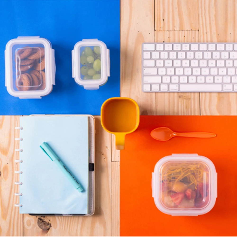 Pote Retangular Raso Com Tampa Oikos 840 Ml