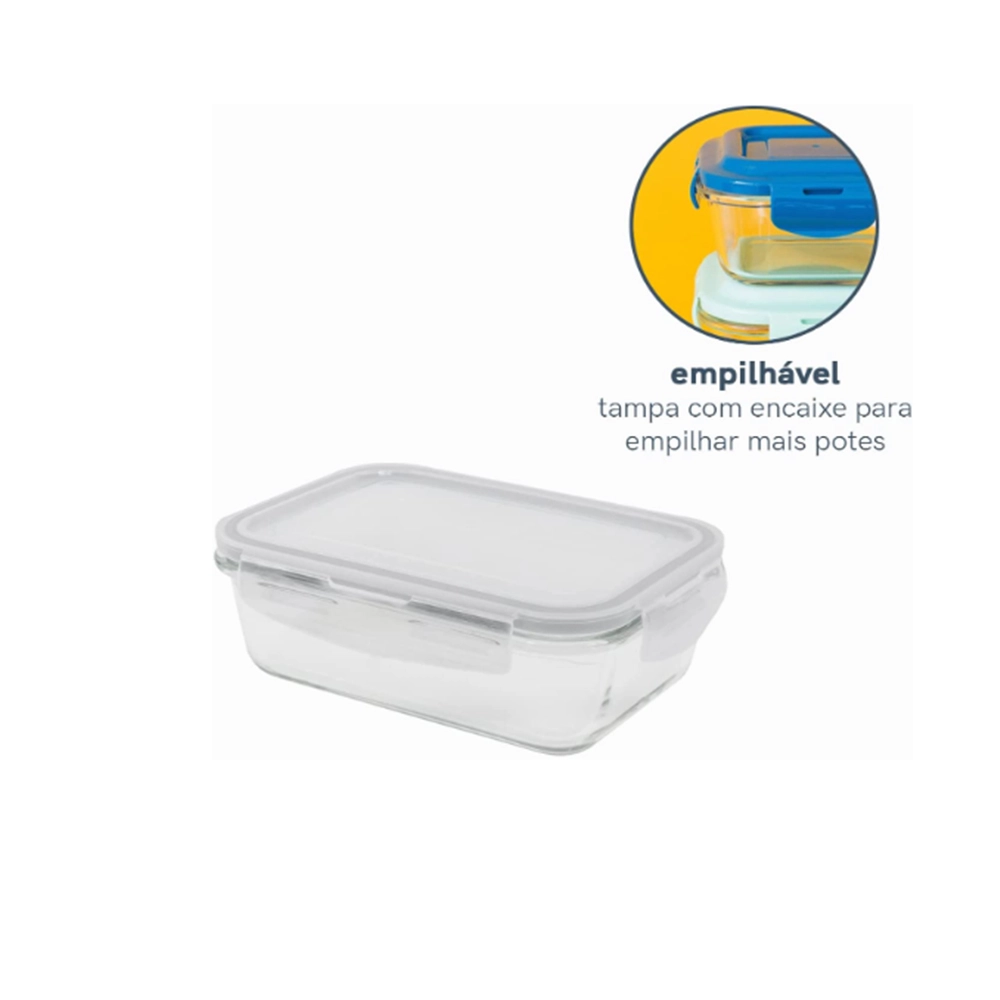 Pote Retangular Raso Com Tampa Oikos 840 Ml Pote Retangular Raso Com Tampa Oikos 840 Ml