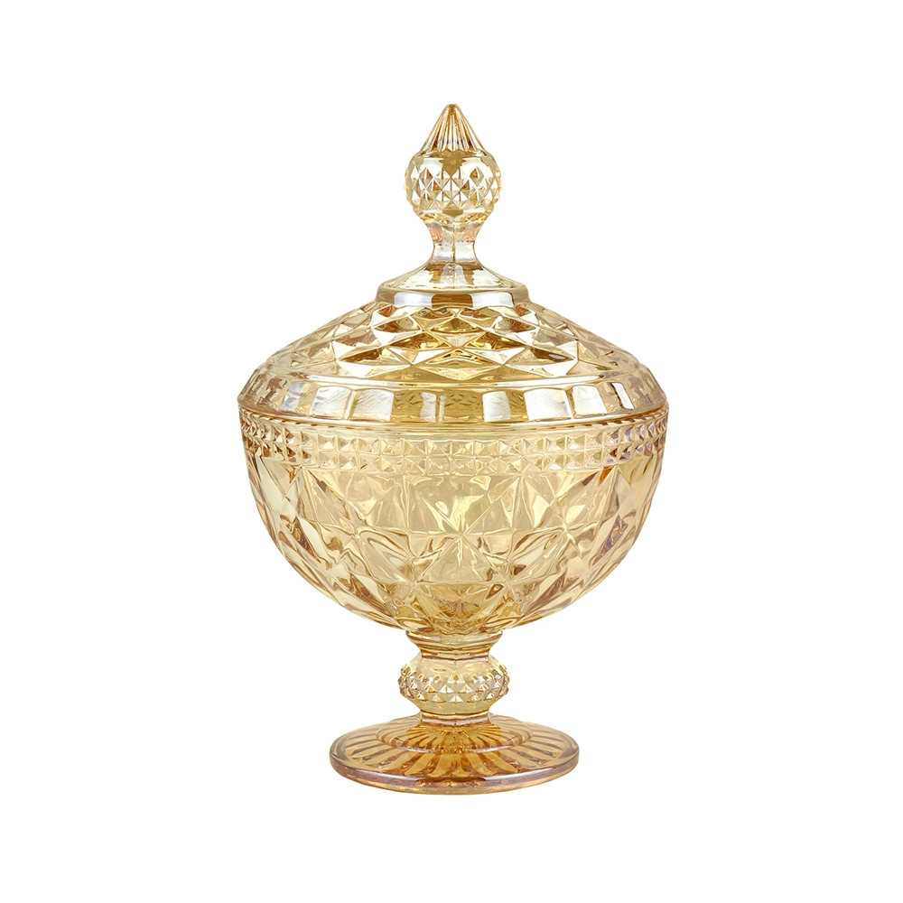 Potiche Com Pé Lyor Diamond Metalizado 15 X 23 Cm