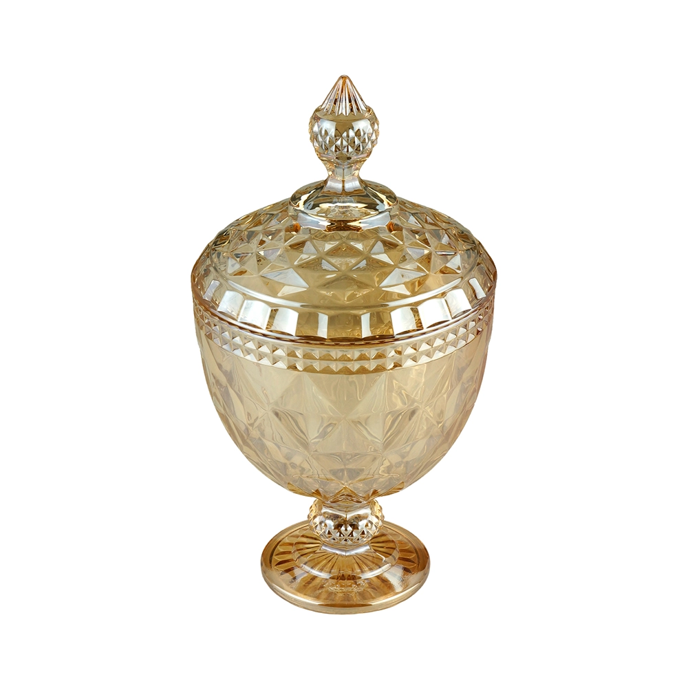 Potiche Com Pé Lyor Diamond Metalizado 15 X 28 Cm