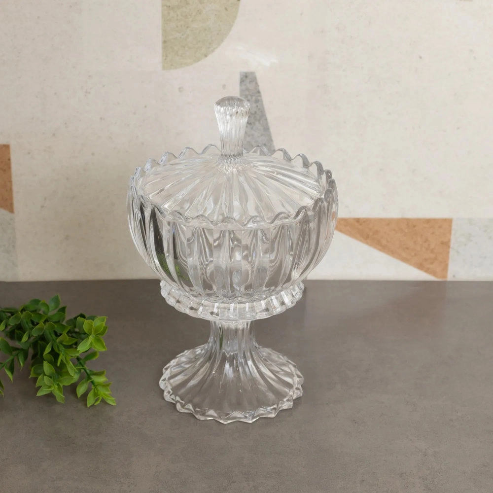 Potiche Decorativo Cristal Com Pe Geneva 16,5 X 24,5 Cm - Wolff