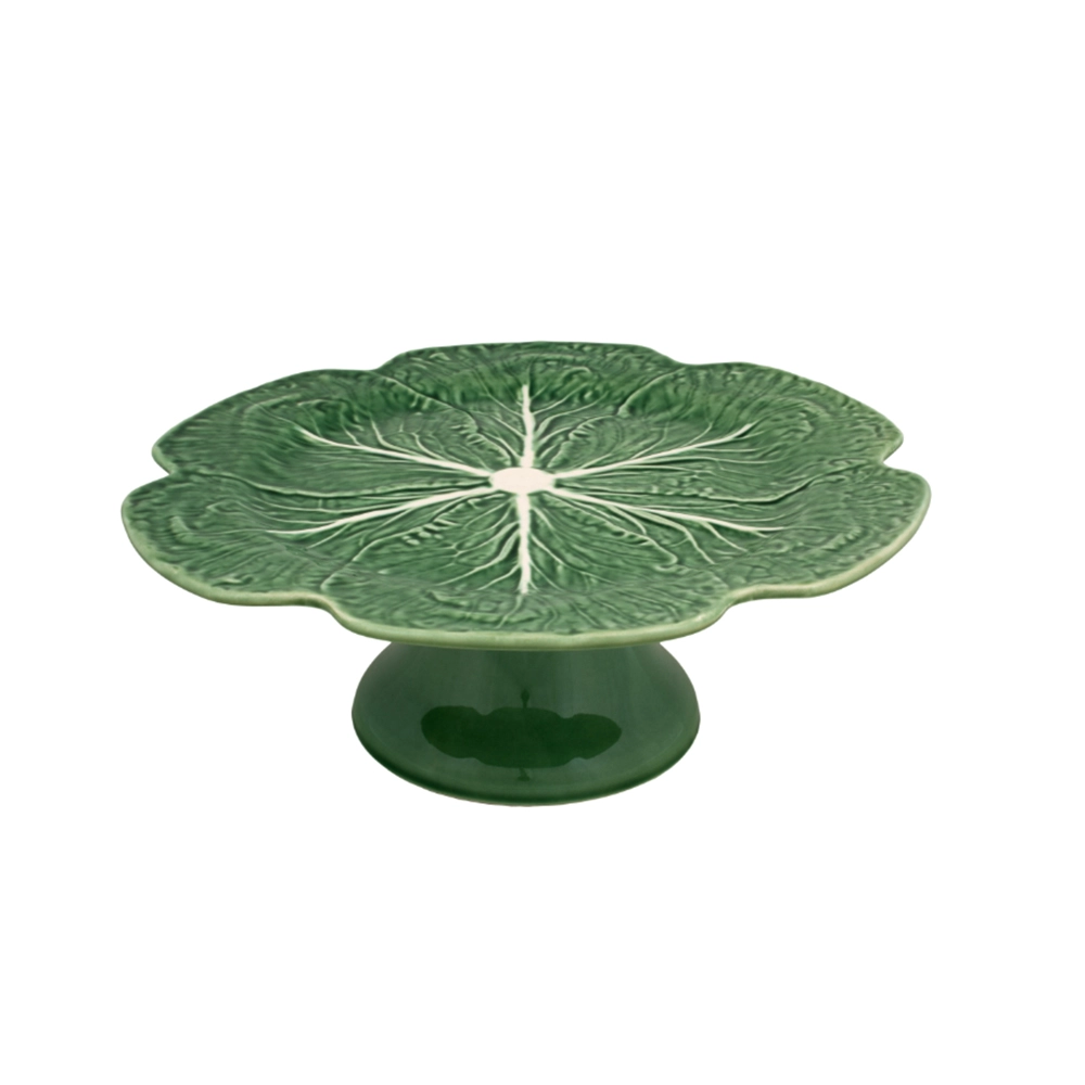 Prato Para Bolo Com Pé Bordallo Pinheiro Couve 13 X 31 Cm Prato Para Bolo Com Pé Bordallo Pinheiro Couve 13 X 31 Cm