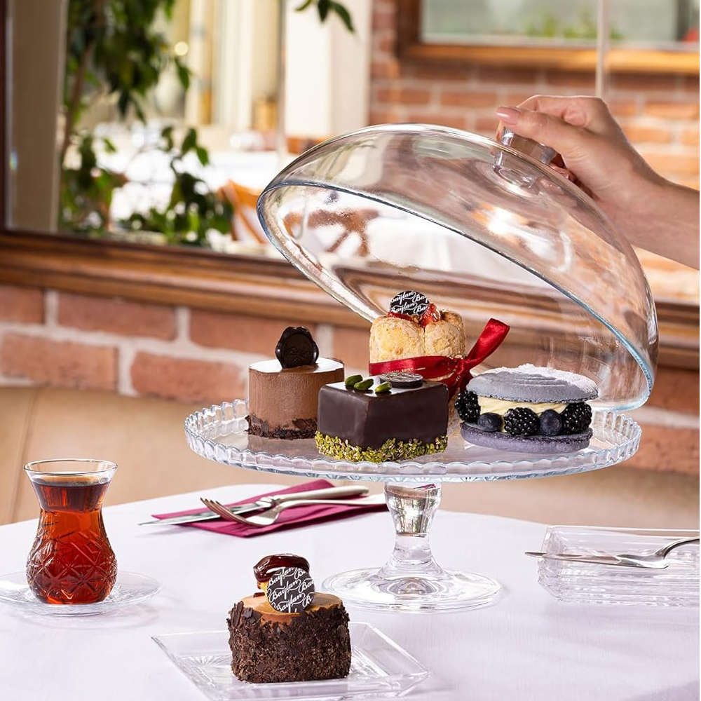 Prato Para Bolo Com Pe e Tampa 32 Cm