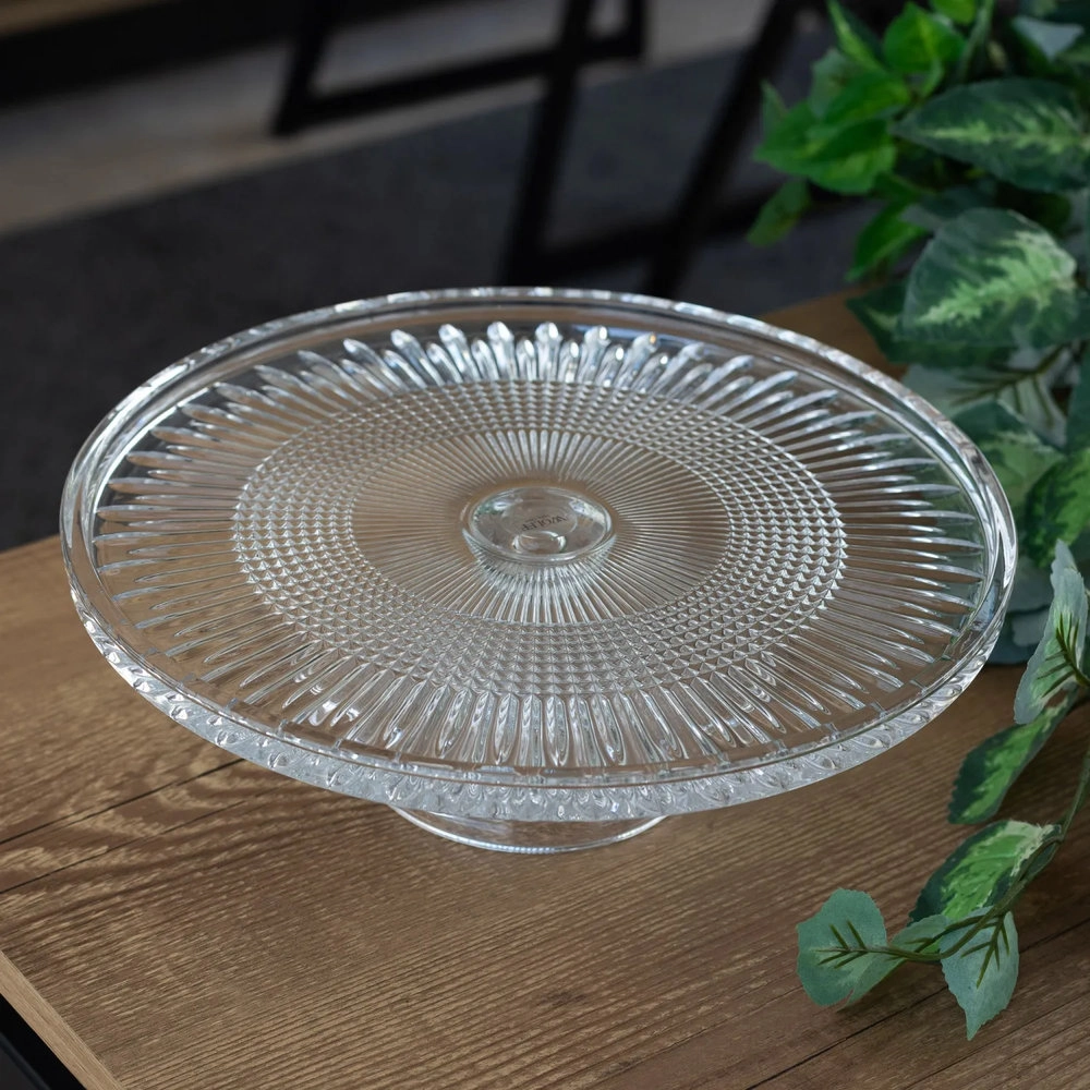 Prato Para Bolo Com Pe Wolff Lys Transparente 32 X 11 Cm