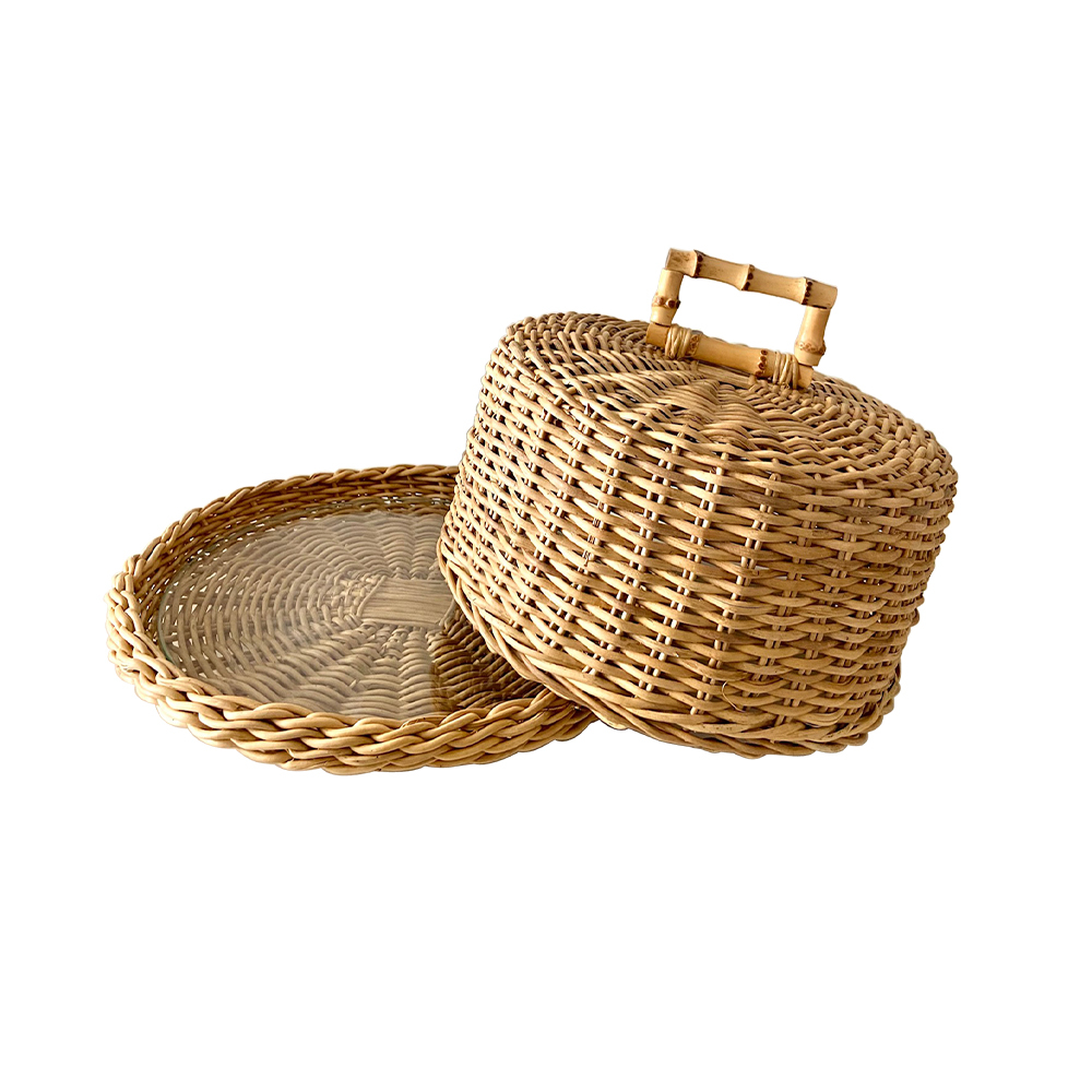 Prato Para Bolo Com Tampa Gma Talheres Junco 27 X 26 Cm