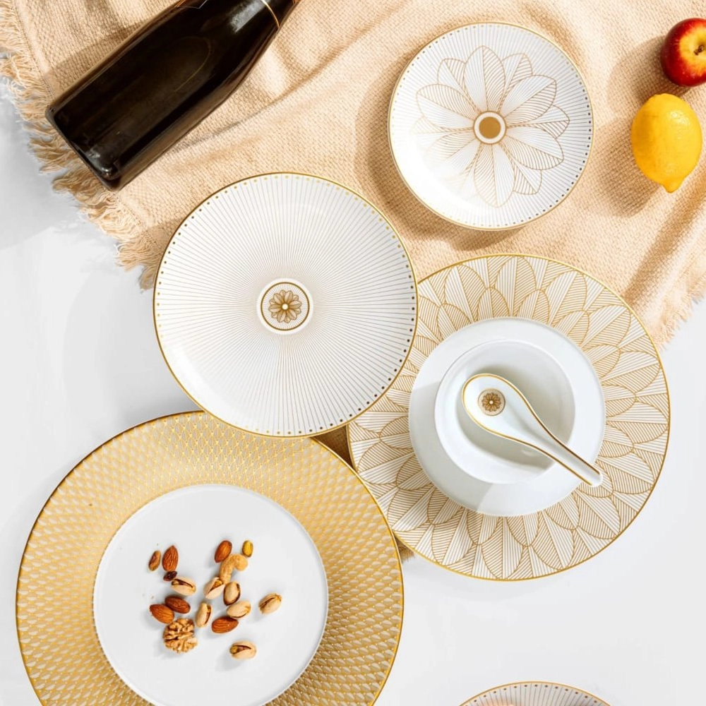 Prato Para Sobremesa Christofle Malmaison Impériale Ouro Prato Para Sobremesa Christofle Malmaison Impériale Ouro