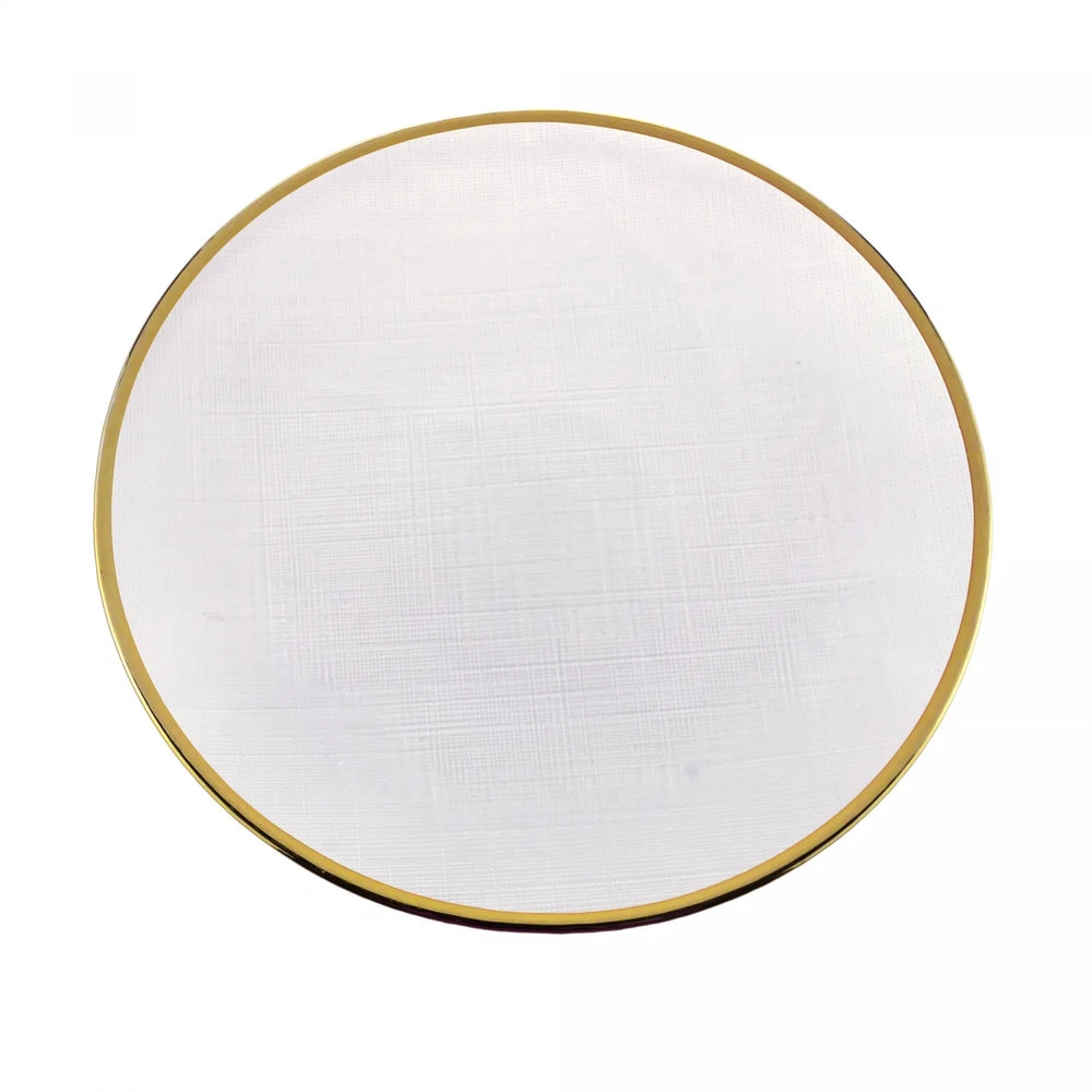 Prato Para Sobremesa de Cristal Com Borda Dourada Linen 21cm - Wolff