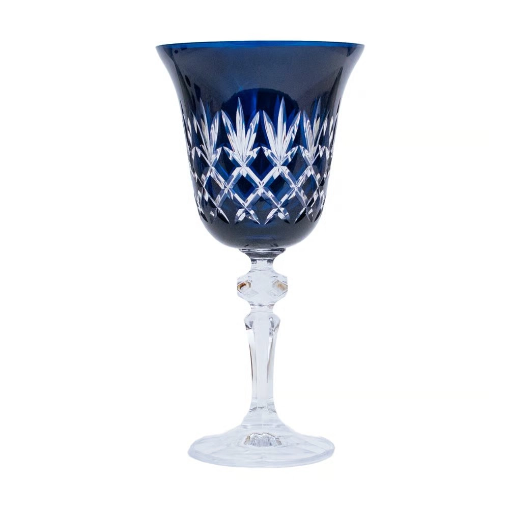 Taca Para Agua Azul Escuro Lodz Crystal Lapidada Taca Para Agua Azul Escuro Lodz Crystal Lapidada