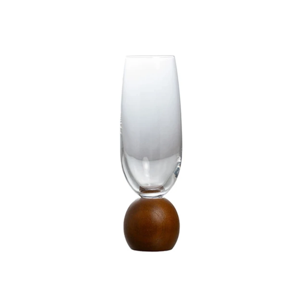 Taca Para Champanhe C/ Pe Em Maderia Mori Kugel 200 Ml